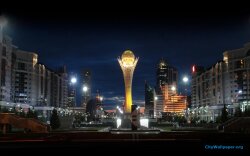 Bayterek Astana Kazakhstan At Night Wallpaper
