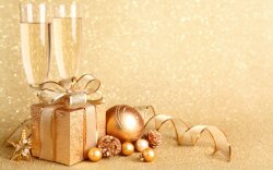 Christmas Presents And Glasses Of Wine Wallpaper