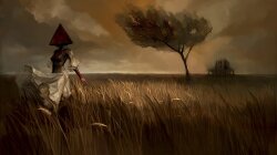 Pyramid Head Woman Field Wallpaper